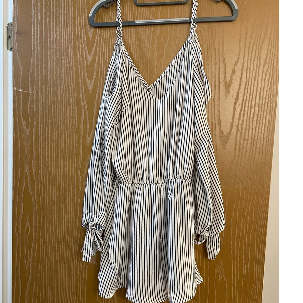 Black and White Cold Shoulder Romper